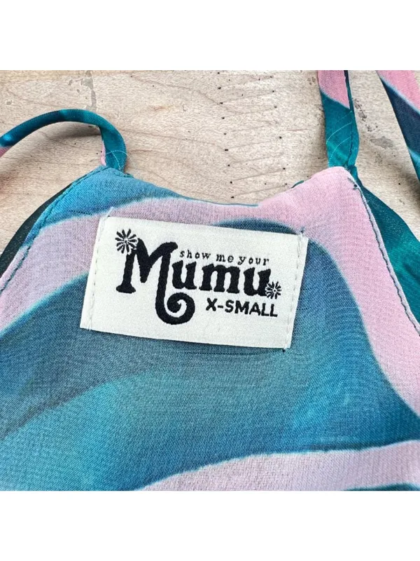 Show Me Your Mumu Byron Resortwear Palms Away Pink Green Tropical Mini Dress XS - Image 4