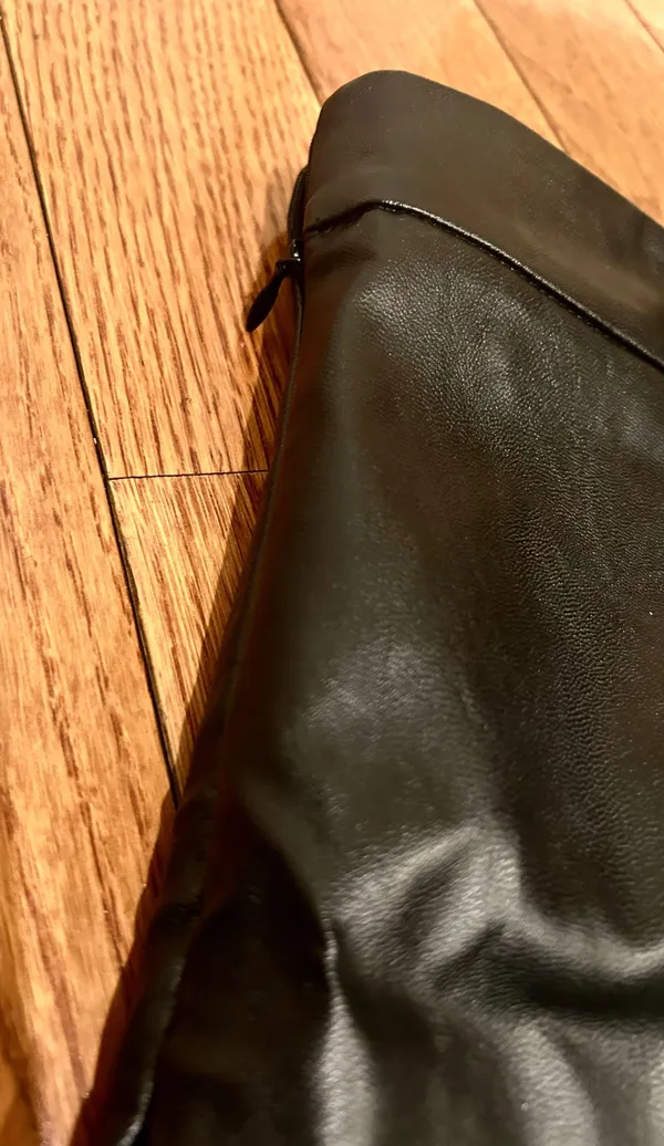 SheIn NWOT Sexy High Waist Notch Hem Leather A-Line /two front slits L - Image 8