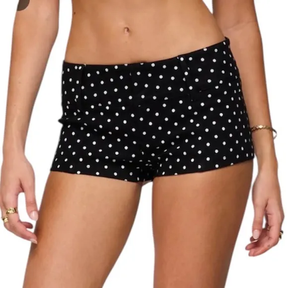 NWT Edikted Black White Polka Dot Short Shorts Stretch Low Rise M - Image 2