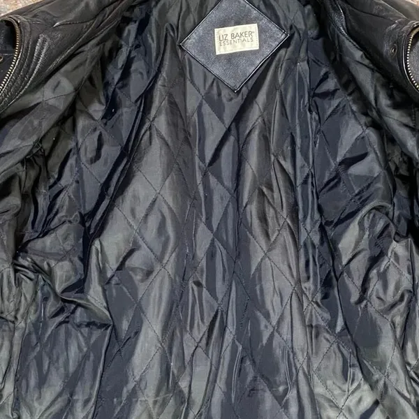 Vintage Genuine Leather Jacket Longline Layered Full Front Zipper Womens Medium - Image 11
