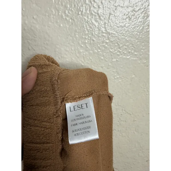 LESET Teddy Jogger size M French Terry Lounge Sweatpants Camel Brown - Image 10
