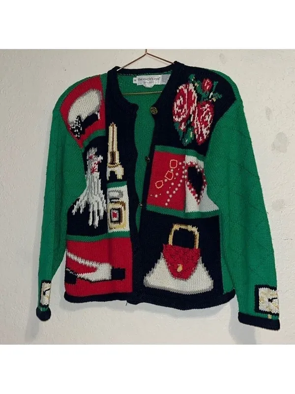 Vintage Eagle's Eye Vintage Christmas Cardigan cottagecore granny teacher - Image 2