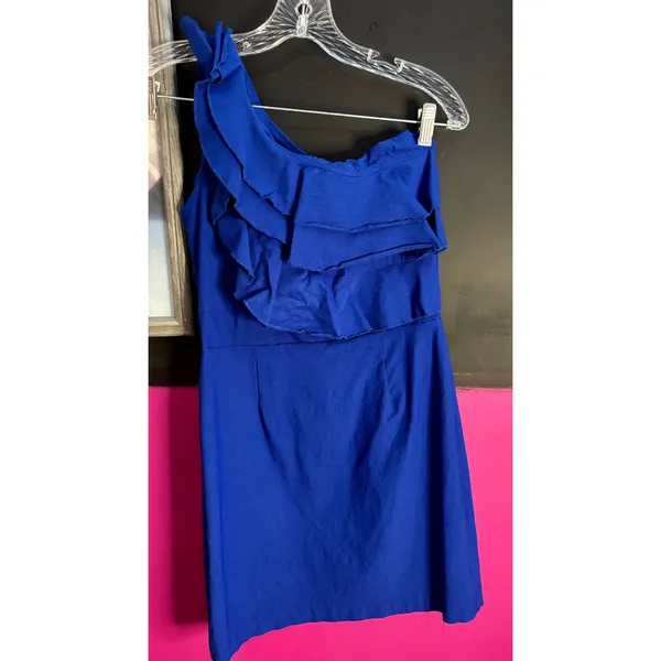 Ruby Rox Royal Blue One‎ Shoulder Ruffle Mini Cocktail Dress Size 9 - Image 2
