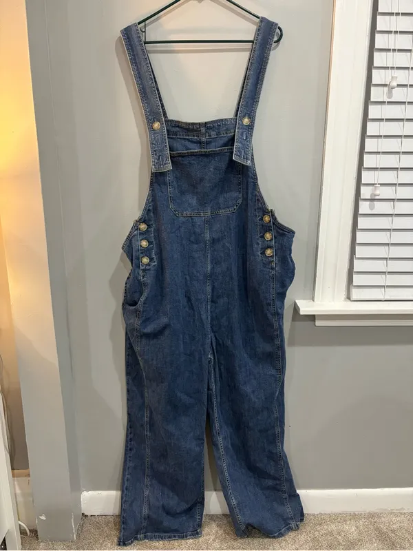 Molly Yeh Women's Easy Denim Overalls Plus Size 2X Wide leg adjustable straps - Image 14