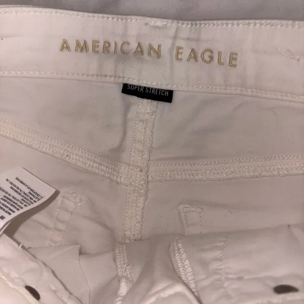 American Eagle Denim Mini Skirt Size 4 White Raw Hem - Image 3