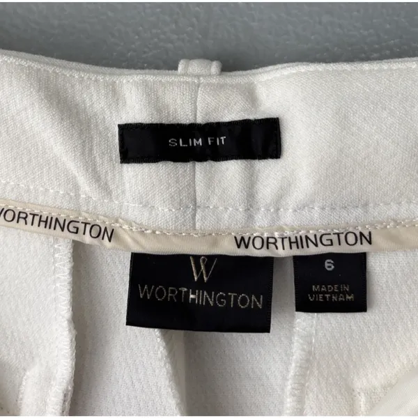 Worthington Dress Pants Size 6 Slim Fit White Ankle Ponte Trousers Office Career - Image 7