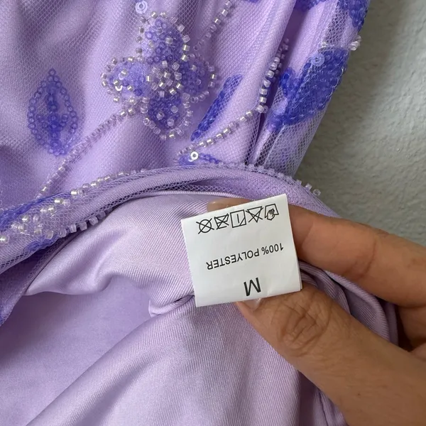 Lavender Purple Sequin Floral Mesh Tube Top Y2K Fairycore Size M - Image 6