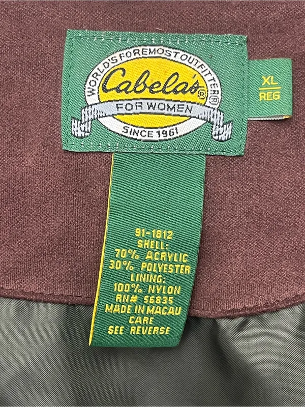 Cabelas Womens Green Moose Pine Tree Applique Cabin Core Sherpa Fleece Jacket XL - Image 9