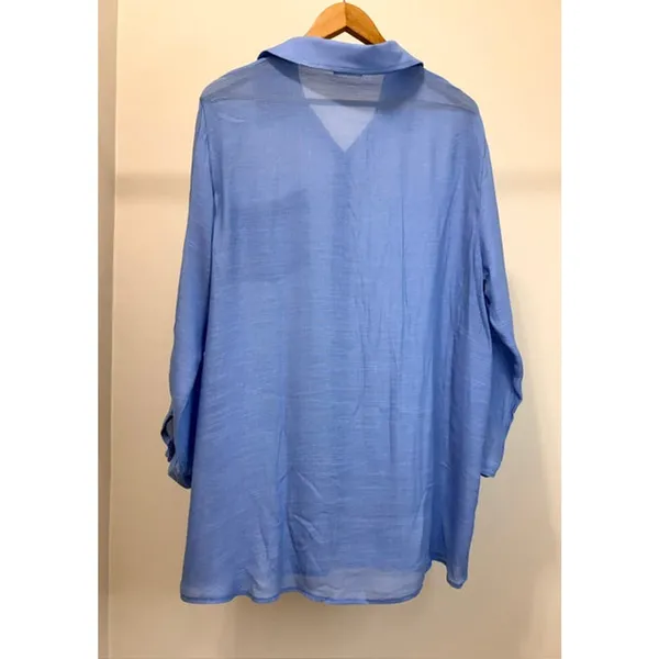 Breezy Lane Oversized Button Front Blouse Light Blue SzXL Size XL - Image 2