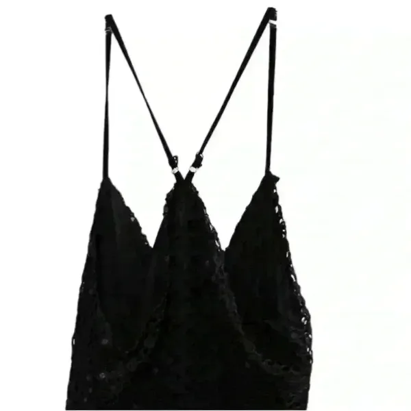 Lulus Women's XL Black Crochet‎ Sleeveless V-Neck Midi Dress-NWT - Image 9
