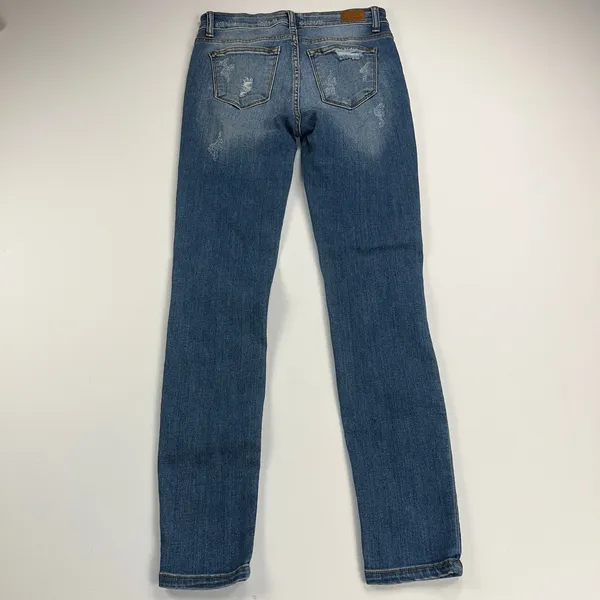 Judy Blue Mid Rise Skinny Fit Distressed Jeans Leopard Insets 8265MD Size 5/27 - Image 9