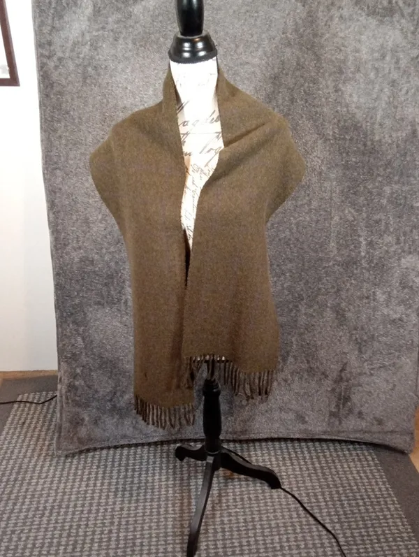 Polo by Ralph Lauren Olive Fringe Scarf Lambswool Windowpane Old Money - Image 4