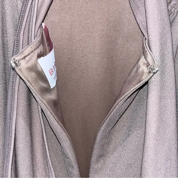 Birdy Grey Benny Dress in Crepe Taupe Bow Back Gown - Image 15