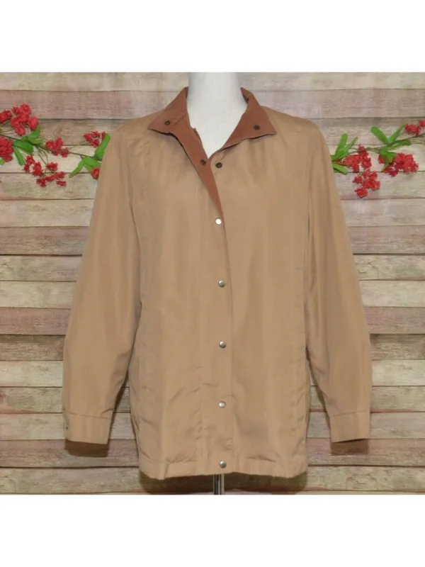 VTG London Fog Jacket Womens 10 Tan Brown Hooded Rain Coat Weatherwear Zip Liner - Image 11