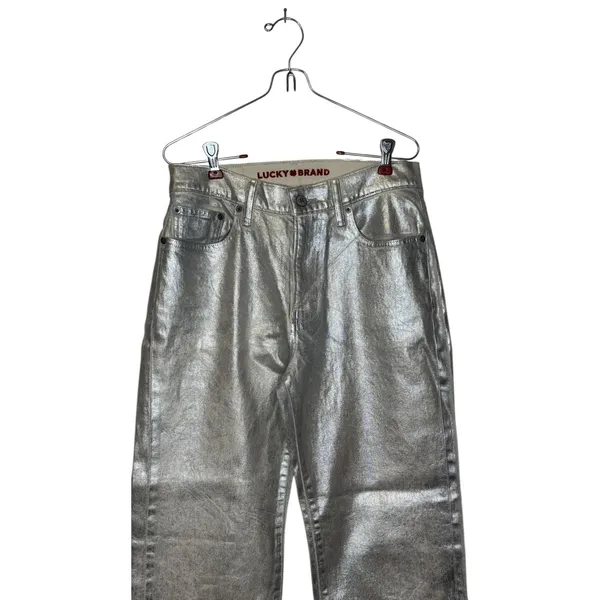 Lucky Brand Women's Jeans 90s Loose High‎ Rise Metallic Crop Shiny Silver 4/27 - Image 5