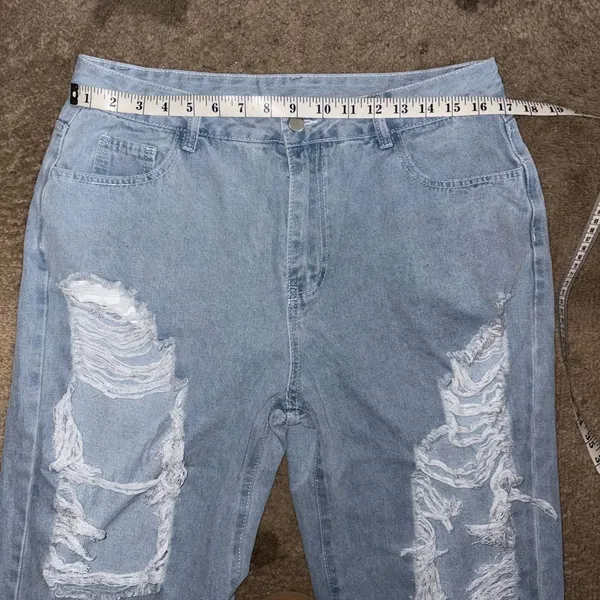 SHEIN Light Blue Distressed High Rise Jeans - Image 4