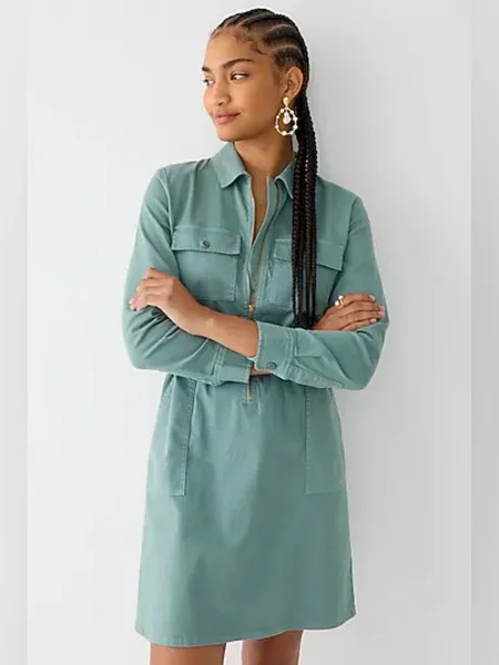 J Crew Long-sleeve zip-front chino dress size 10 - Image 2