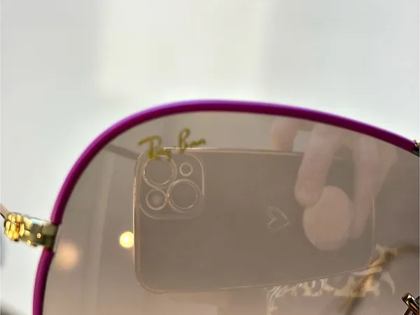 Ray Ban Aviator Full Color Pink & Gold 58mm - Image 7