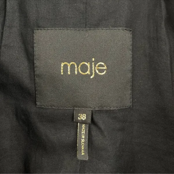 Maje black long Pointed Collar snap button teddy jacket Sherpa Coat size medium - Image 2