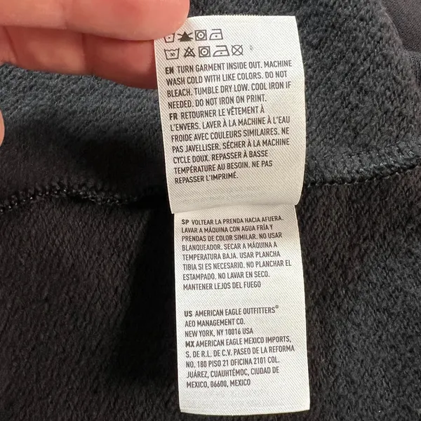 American Eagle Cropped Sweatshirt Women XL Charcoal Black Roll Hem Crop Crewneck - Image 15