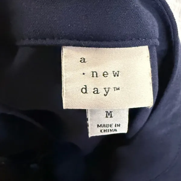 A New Day M Button Front Utility Jumpsuit Navy Blue Coastal Summer Officewear - Image 6