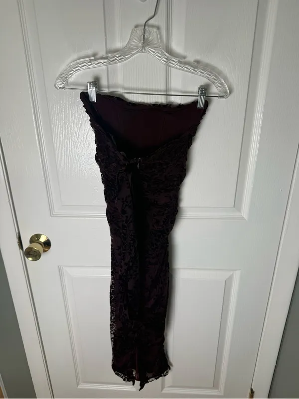 House of CB Isadora Black Cherry Devore Corset Dress XS - Image 8
