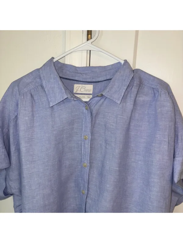 J.Crew $118 Relaxed 100% Linen Womans LT Baird McNutt Irish Linen Short Sleeve - Image 2