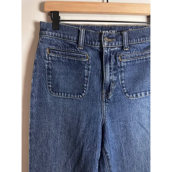 J.Crew \'96 Flare Jeans Super‎ High Rise Blue Patch Pocket RE-96-IDG 26 NWOT - Image 4