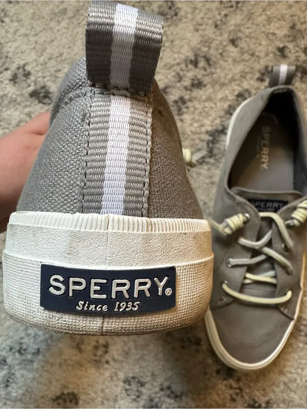 Sperry Women's Gray Canvas Slip-On Style Sneakers with White Trim - Image 5