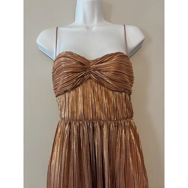Lovers and Friends Sleeveless Emmy Rose Gold Pleated Maxi Gown XS - Image 9