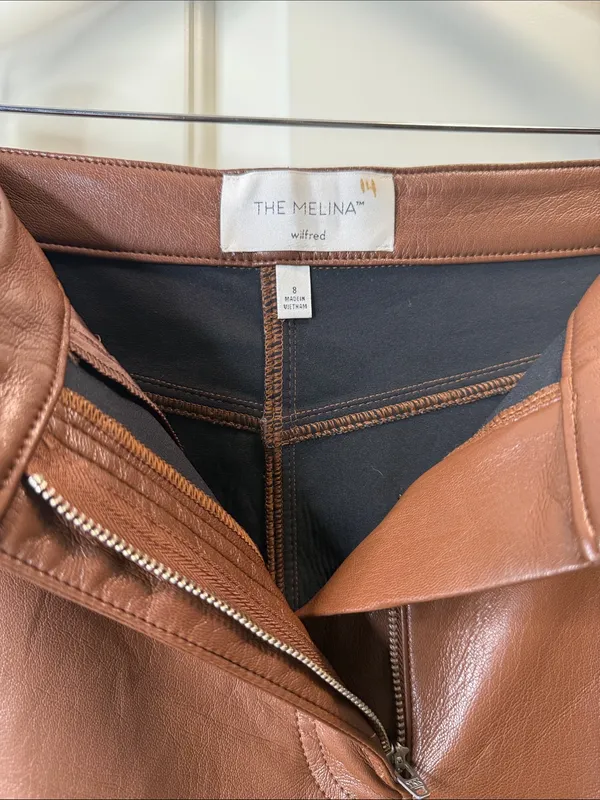 Aritzia Wilfred The Melina Pant Vegan Leather Brown 8 - Image 3