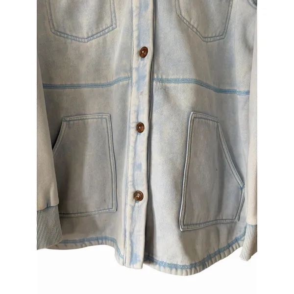 Pilcro‎ Anthropologie Fleece Shirt Jacket Washed Blue Women's Size Large - Image 7