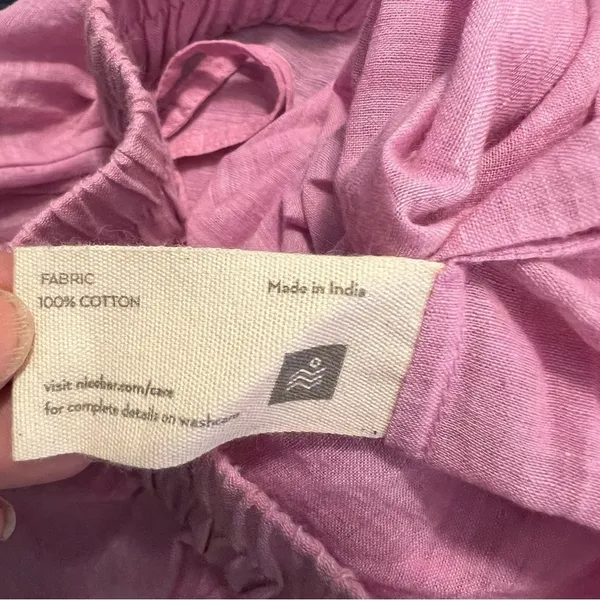 Nicobar Women's Size XS‎ Serene Pant Lilac Purple Wide Leg Gathered 100% Cotton - Image 15