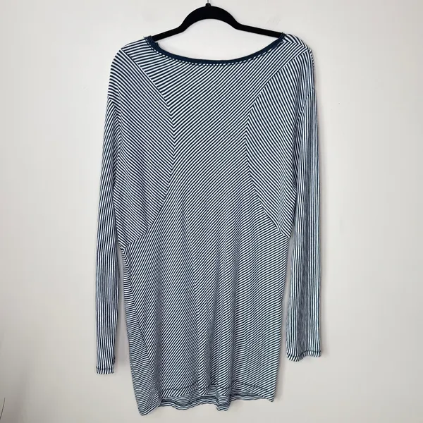 Rag & Bone Striped Kit Dress Size‎ Large Long Sleeved Knit Yarn Dyed Navy White - Image 7