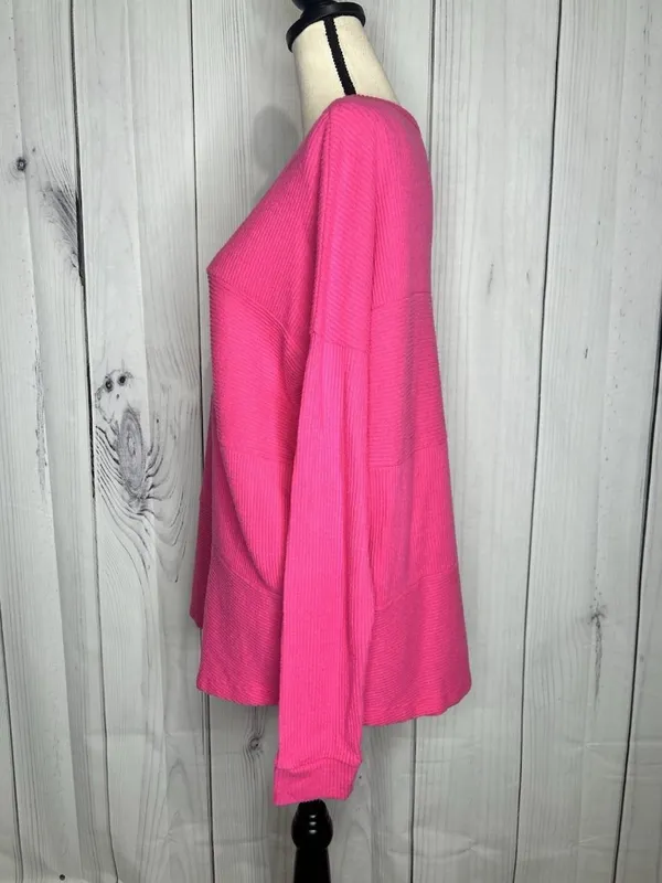 Staccato Pink Multi Directional Ribbed Long Sleeve Lightweight Sweater Sz L - Image 4