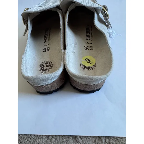 Birkenstock Buckley Suede Ribbed Leather Support Clog Sand Cream Size 9 (40) NEW - Image 4
