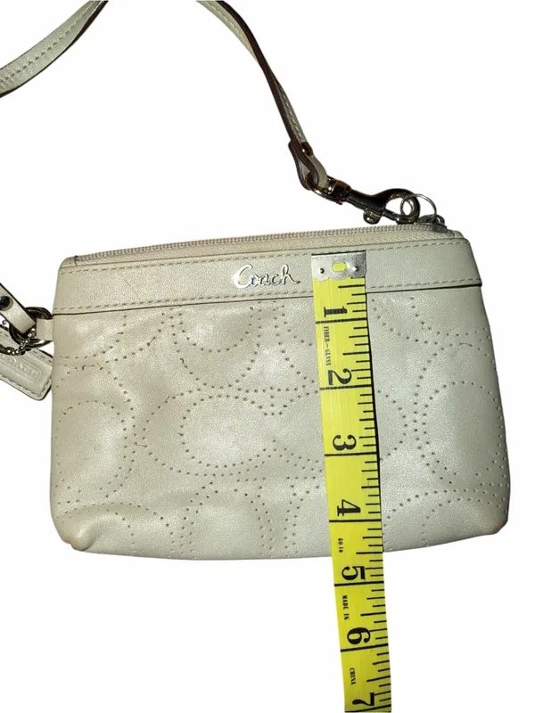 Coach Signature Perforated Leather Wristlet - Light Gray - Image 5
