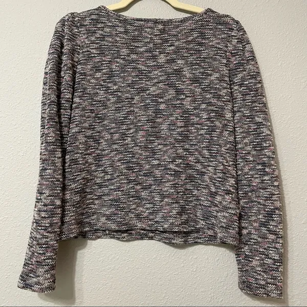 Madewell Rainbow Knit Puff Shoulder Crew Neck Sweater Womens S Boho Fall Cozy - Image 4