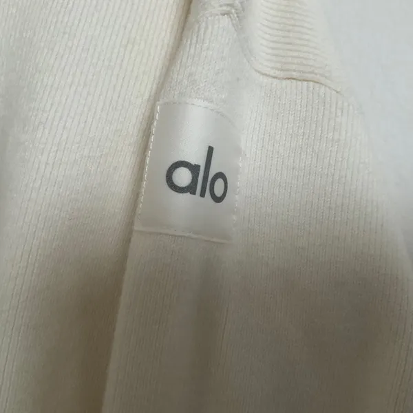 Alo Yoga Scholar Knit Cropped Full Zip Jacket Ivory XS - Image 5