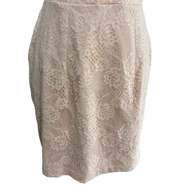 ASOS Dress Peach Pink Floral Lace V-Neck Open Back Formal Wedding Guest Hoco 4 - Image 5