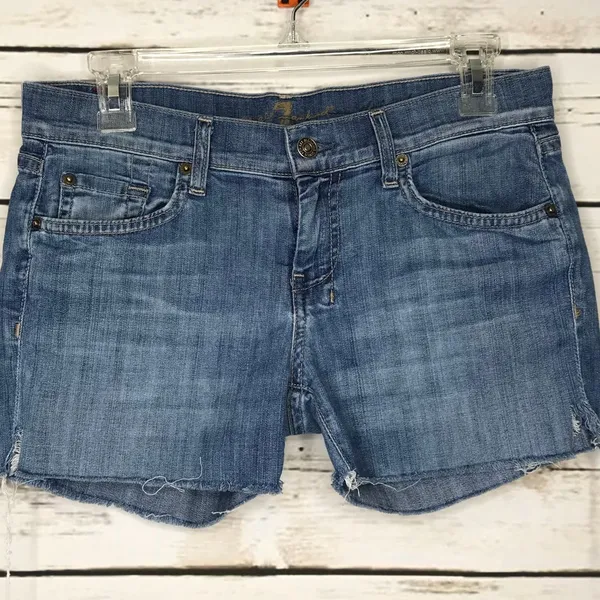 💋7 For All Mankind Dojo Shorts Distressed Size 28 - Image 4