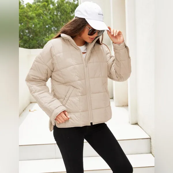 Quilted Puffer Coat With Pockets - Image 2