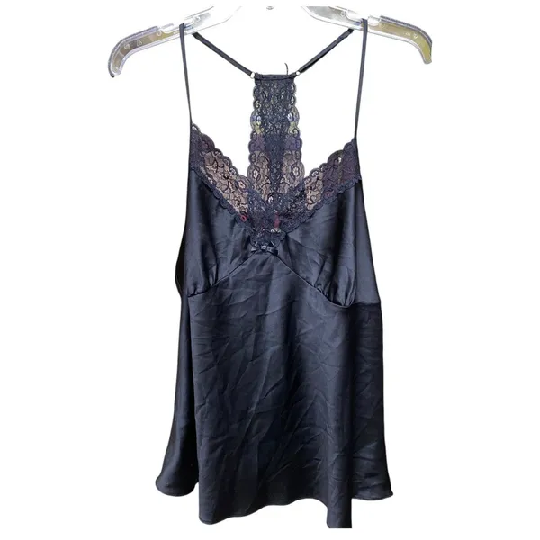 Black Satin Lace Camisole Top Size XL Babydoll Emo Fairygrunge Whimsigoth - Image 5