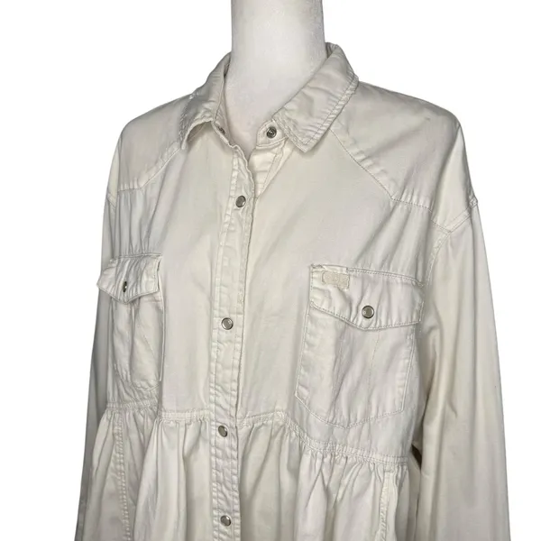 We The Free by‎ Free People "Dylan" Peplum Cotton Denim Shacket – Women's Large - Image 3
