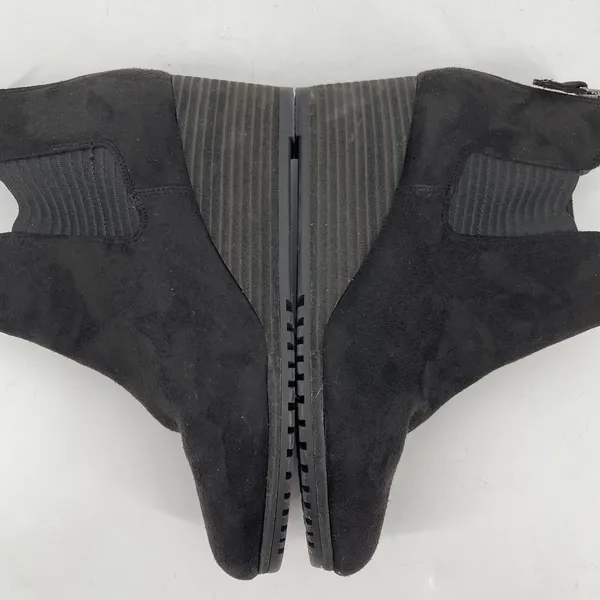 Dr. Scholls Black Faux Suede Ankle Boots Wedge Heel‎ Zip Up Comfort Shoes Sz 9.5 - Image 4