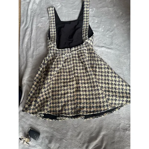BCBGMAXAZRIA Unbranded Houndstooth Pinafore Dress SIZE M - Image 14