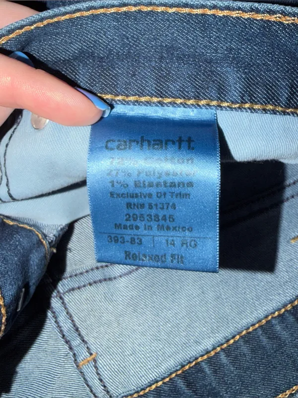 Carhartt Women’s Relaxed Fit Jeans Size 16 Dark Wash Workwear Denim - Image 5