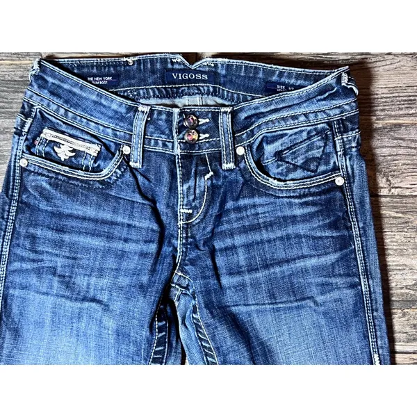 Vigoss The‎ New York Slim Boot Embellished Pockets Jeans Size 1/2 Bling Rodeo - Image 10