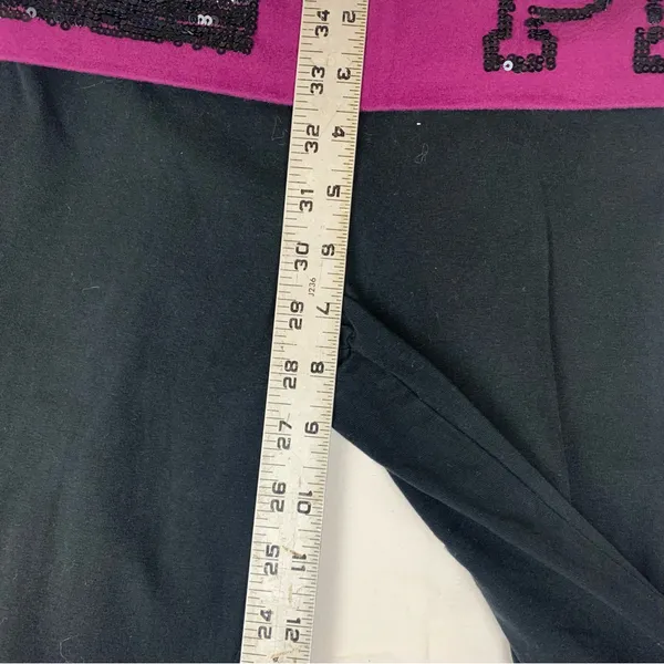 Victoria's Secret Pink Yoga pants size XS sequin y2k flare leggings black purple - Image 6
