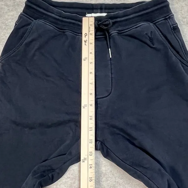 AllSaints Sweatpants‎ Velour Lined Washed Black Joggers XL Ramskull Logo Y2K EUC - Image 9
